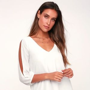 Lulus Shifting Dears Ivory Long Sleeve Dress